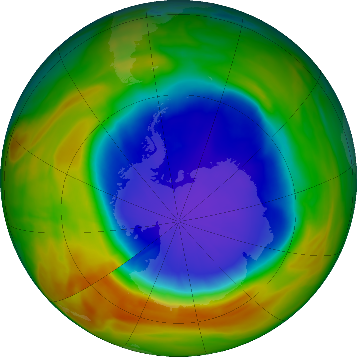 Antarctic ozone map for 01 October 2017